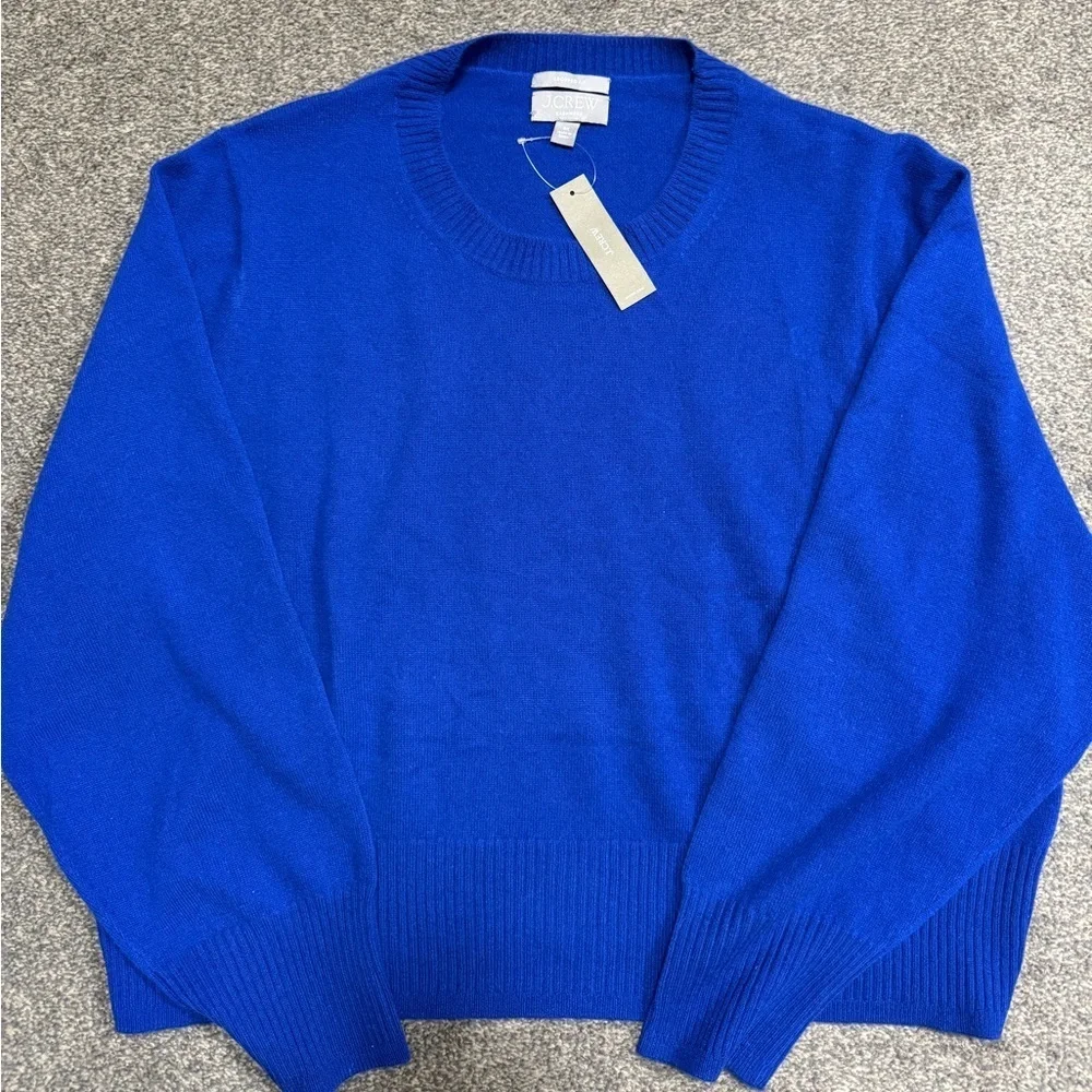 NWT Blue JCrew 100% Cashmere Croppd Fit Crewneck Sweater- Size 3X - Picture 5 of 6